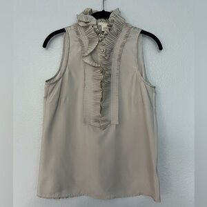 J. Crew Victoria pleated ruffle silk cami blouse - silver gray - size 0